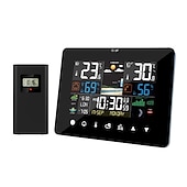 abordables Radios y relojes-Pantalla digital despertador estación meteorológica sensor de temperatura con termómetro electrónico barómetro meteorológico sensor de pronóstico