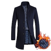 billiga Trenchcoat för män-Herr Vinterkappa Yllekappa Rock Trenchcoat Utomhus Dagliga kläder Höst vinter Polyester Vindtät jacka Ytterkläder Kläder Mode Streetwear Slät Drottning Anne Enkelknäppt med Ett Knapphål