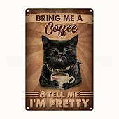 cheap Metal Tin Sign-1pc Retro Metal Tin Sign Cute Cat Tin Sign Vintage Kitchen Signs Wall Decor, Painting Wall Hanging for Home Decor Wall Art Metal Tin Sign 20x30cm/8&#039;&#039;x12&#039;&#039;