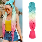 cheap Crochet Hair-Jumbo Braids Crochet Braids Hair Extension Three Tone Ombre Color Rainbow Jumbo Braiding For Twist Braiding Jumbo Box Braiding Hair 1pc/3pcs/5pcs