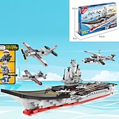 お買い得  組立ておもちゃ-軍用航空母艦駆逐艦と互換性のある小さな粒子パズルアセンブリ子供のおもちゃビルディングブロックギフトボックス