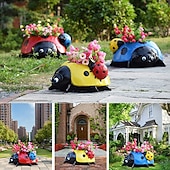 preiswerte Gartenskulpturen &amp; Statuen-Harz-Marienkäfer-Blumentöpfe-Dekor, Marienkäfer-Blumenpflanzgefäße, Marienkäfer-Blumenvase, Marienkäfer-Pflanzgefäß-Dekor, Marienkäfer-Dekor für draußen, Garten, Hof, Rasendekoration