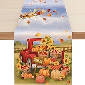 cheap Table Runners-Pumpkin Table Runner Halloween Fall Burlap Tablerunner Farmhouse Indoor Table Autumn Decoration Table Flag Decor For Dining Weddig Party Holiday