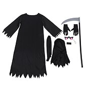 levne Chlapecké halloweenské kostýmy-Děti Chlapecké předvečer Všech svatých Pláštěnka Svrchní oděvy Pevná barva Dlouhý rukáv Kabát Výkon Módní Chladný Kostým Grim Reaper neobsahuje brýle Podzim Zima 7-13 let