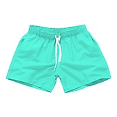 billiga Herrarnas simshorts-Herr Boardshorts Badshorts Snörning Med fickor Solid färg Vattentät UV Solskydd Simbassäng Hawaiisk Ledig / Sportig Svart Vit Microelastisk