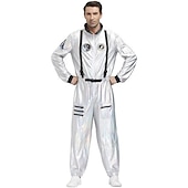 cheap Couple &amp; Group Costumes-Couples Astronaut Halloween Group Couples Costumes Men&#039;s Women&#039;s Movie Cosplay Silver Leotard / Onesie Halloween Carnival Masquerade