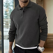 billige genser for menn-Herre Genser Pullover genser Riflet Strikke Avklipt Strikket Aftæpning Moderne Moderne Dagligdagstøy Ut på byen Klær Høst vinter Svart Brun M L XL
