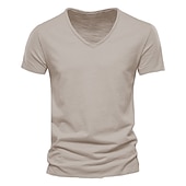 cheap Cotton Linen T-shirts-Men&#039;s T Shirt Moisture Wicking Shirts Short Sleeve V Neck Plain Sports Basic Casual Casual Navy Denim Blue Black Top Tee for Men