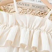 economico Vestiti casual-Bambino Da ragazza Vestito Tinta unica Manica corta Matrimonio Esterno Informale Con balze Festività Di tendenza Giornaliero Poliestere Al ginocchio Abito casual Vestito svasato Abito linea A Estate