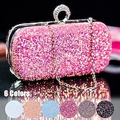 cheap Clutches &amp; Evening Bags-Women&#039;s Clutch Evening Bag Wristlet Clutch Bags PU Leather Party Bridal Shower Holiday Rhinestone Large Capacity Lightweight Durable Solid Color Small white Small black Small blue