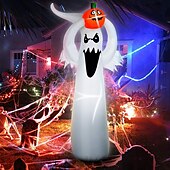baratos Iluminação de Acessórios de Halloween-decorações de halloween abóbora inflável explodir branco iluminado fantasma boneca assustador com elevação inflável adereço decoração abóbora quintal gramado adereço decoração para interior ao ar livre