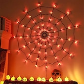 お買い得  ハロウィンライト-2 個ハロウィン装飾発光クモの巣漁網ライトストリングパーティーゴーストフェスティバル小道具ハロウィン装飾