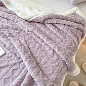baratos Cobertores de cama-cobertor jacquard de caxemira de carneiro de camada dupla espessa de cor sólida cobertor de cochilo de escritório cobertor de sofá mais quente cobertores super macios
