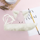 cheap Hair Styling Accessories-Handmade Cosplay Children&#039;S Performance Anime Cute Fox Color Rabbit Fur Animal Ears Hair Hoop Tail Accessory Set