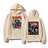 levne Halloweenská grafika-předvečer Všech svatých Výkřik Ghostface Kostlivec Kapuce Tisk Přední kapsa Grafika Pro Pro páry Pánské Dámské Dospělé předvečer Všech svatých Karneval Plesová maškaráda Horká ražba předvečer Všech