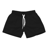 billiga Herrarnas simshorts-Herr Boardshorts Badshorts Snörning Med fickor Solid färg Vattentät UV Solskydd Simbassäng Hawaiisk Ledig / Sportig Svart Vit Microelastisk