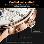 cheap Mechanical Watches-Mechanical Watch for Men Business Luxury Analog Wristwatch CalendarAutomatic Self-winding Moon Phase Waterproof Noctilucent Genuine Leather Watch Gift