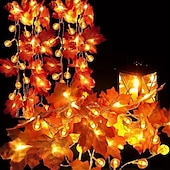 billige Batteridrevet-led lønneblad gresskar lyssnor 10/20/40 leds christmas halloween høst fest dekorasjon lys høst høst jul høst dekor hjemme fest peis