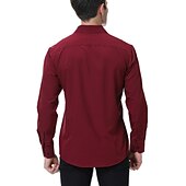 cheap Men&#039;s Non Iron Shirts-Men&#039;s Shirt Summer Shirt Casual Shirt Button Up Shirt Black White Pink Wine Red Long Sleeve Geometric Color Block Lapel Vacation Daily Patchwork Clothing Apparel Polyester Fashion Casual Comfortable