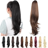 abordables Queue-de-cheval-Extension de queue de cheval griffe pour les femmes morceau de cheveux bouclés 24 extensions de cheveux de queue de cheval synthétique très longue &amp; volumineux bouclé ondulé résistant à la chaleur