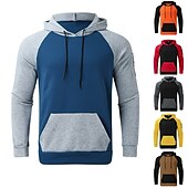 billiga bashuvtröjor för män-Herr Huvtröja Svart Gul Rubinrött Blå Orange Huva Färgblock Sport &amp; Utomhus Dagligen Helgdag Streetwear Häftig Ledigt Vår &amp; Höst Kläder Pull Tröjor