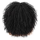 economico Parrucche di altissima qualità-Parrucche ricci da 16 pollici per donne nere parrucca riccia afro bomba nera con frangia capelli ricci crespi lunghi senza colla in fibra sintetica