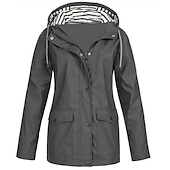 cheap Active Jacket-Women's Rain Jacket Hiking Raincoat Waterproof Jacket Outdoor Windproof Quick Dry Lightweight Hooded Windbreaker Parka Trench Coat Top Camping Hunting Fishing Navy Pink Blue Purple