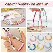 billige sett med perleproduksjon-4800 stk leireperler for armbåndfremstillingssett 48 farger flat rund polymer leire spacer heishi perler for smykkefremstilling, for jenter 8-12, preppy, gavepakke