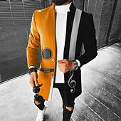 billiga lättviktsrock för män-Herr Grafiska tryck Guitarr Vinterkappa Rock Kappa Håller värmen Andningsfunktion Bekväm Mode Streetwear Affär Arbete Klä till Jobbet Utekväll Ficka Mönster Höst vinter Nedvikt Långärmad Gul Blå Grön
