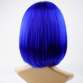 cheap Carnival Wigs-Blue Bob Wig With Bangs 12 Inch Royal Blue Wig Short Synthetic Fiber Bob Wigs for Women Short Bob Wigs and Halloween Cosplay Bob Wig