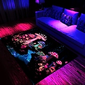 preiswerte Blacklight Teppiche-Fantasy-Pilz-Schwarzlicht-Teppich, Bodenmatte, UV-reaktiver, im Dunkeln leuchtender Teppich, großer rutschfester Teppich für Raumdekoration