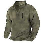 tanie Podstawowe bluzy-Męskie Bluza dresowa Zjechać na pobocze Zielony Niebieski Khaki Szary Czarny Stójka Jednokolorowe Zamek Wyjściowe Zabytkowe Moda miejska Codzienny Zima Jesień i zima Odzież Bluzy z kapturem Bluzy