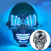 cheap Novelties-halloween ghost head white silver skull light mask led ghost head horror atmosphere mask