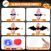 levne Halloweenská světla-halloween 12/24ks led světelná nástěnná výzdoba netopýrů, 3D netopýří halloweenská dekorace vnitřní nálepky netopýrů, voděodolné černé strašidelné kutilské netopýry pro domácí dekoraci vnitřní venkovní párty dekorace