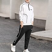 tanie Zestawy-2-częściowe zestawy dla dzieci chłopcy dresy strój list w paski zestaw z długim rękawem i zamkiem błyskawicznym sport codzienny jesień zima 7-13 lat biały