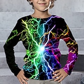 billiga Pojkens 3D Vision &amp; Geometri-Pojkar 3D Grafisk Geometrisk Färgblock T-shirt Långärmad 3D-tryck Sommar Vår Höst Sport Mode Streetwear Barn 3-12 år Utomhus Ledigt Dagligen Normal