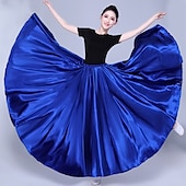 voordelige Buikdanskleding-Buikdans Latijnse dans Ballroomdansen Rokken Pure Kleur Dames Prestatie Feest Hoog POLY