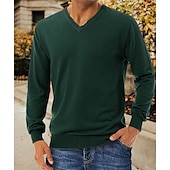 voordelige pullover voor heren-Voor heren Trui Geribd breien Normaal Gebreid Effen Kleur V-hals Modern eigentijds Werk Alledaagse kleding Kleding Winter Kameel Zwart S M L