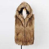 economico Gilet-Per uomo Gilet Cappotto di pelliccia sintetica Da tutti i giorni Da mare Per uscire Di tendenza Essenziale Inverno Primavera &amp; Autunno Con cappuccio Ecopelliccia Comodo Liscio Monopetto Con cappuccio