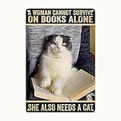 cheap Metal Tin Sign-1pc Retro Metal Tin Sign Cute Cat Tin Sign Vintage Kitchen Signs Wall Decor, Painting Wall Hanging for Home Decor Wall Art Metal Tin Sign 20x30cm/8&#039;&#039;x12&#039;&#039;