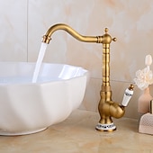 cheap Rotatable-Vintage Kitchen Faucet Sink Mixer Taps, Single Handle Vessel Tap with Cold and Hot Hose