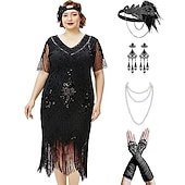 olcso Öltözetek-Retró Ordító 20-as évek 1920-as évek Flapper ruha Ruhák Szerepjáték Jelmezek A nagy Gatsby Esküvői Vendég Flitter Rojt Jelmez Női Karácsony Mindszentek napja Farsang Halloween Buli / Este Esküvői