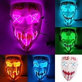 cheap Novelties-Halloween Led Mask Men&#039;s Kiss Me Luminous Mask Masquerade Cold Light LED Mask Halloween Horror Props (Battery Not Included)