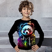 billiga Pojkens 3D-djur-Pojkar 3D Grafisk Djur Tiger T-shirt Långärmad 3D-tryck Sommar Vår Höst Sport Mode Streetwear Barn 3-12 år Utomhus Ledigt Dagligen Normal