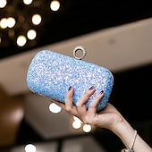 cheap Clutches &amp; Evening Bags-Women&#039;s Clutch Evening Bag Wristlet Clutch Bags PU Leather Party Bridal Shower Holiday Rhinestone Large Capacity Lightweight Durable Solid Color Small white Small black Small blue