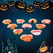 olcso Halloween maszk és kellékek-10db/készlet halloween dekoráció szimuláció fogak tréfa játékok halloween cosplay kellék vámpír zombi ördög fogsor fogsor rothadt műfog