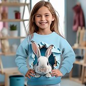 levne 3D zvířata dívky-Dívčí 3D Komiks Králíček Mikina Dlouhý rukáv 3D tisk Léto Podzim Módní Šik ven Rozkošný Polyester Děti 3-12 let Venkovní Ležérní Denní Běžný