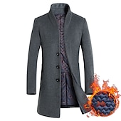 billiga Trenchcoat för män-Herr Vinterkappa Yllekappa Rock Trenchcoat Utomhus Dagliga kläder Höst vinter Polyester Vindtät jacka Ytterkläder Kläder Mode Streetwear Slät Drottning Anne Enkelknäppt med Ett Knapphål