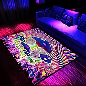 Недорогие Черные ковры-Ковер с принтом Blacklight, УФ-реактивный светящийся в темноте ковер, большой нескользящий коврик для декора комнаты
