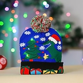 economico Luci di Natale-natale per bambini decorazione per adulti cappello led cappello di natale bagliore natale berretti in maglia unisex vacanza bagliore maglioni regali di natale ornamenti del partito di capodanno